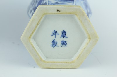 Lot 167 - A pair of Chinese blue and white hexagonal...