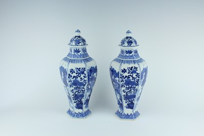Lot 167 - A pair of Chinese blue and white hexagonal...