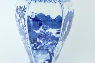 Lot 167 - A pair of Chinese blue and white hexagonal...