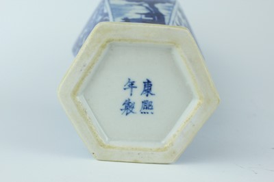 Lot 167 - A pair of Chinese blue and white hexagonal...