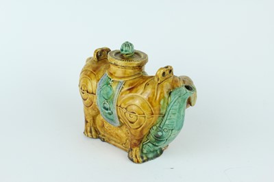 Lot 129 - Three Chinese sancai-glazed figures, Qing...