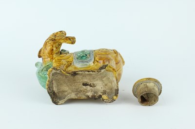 Lot 129 - Three Chinese sancai-glazed figures, Qing...