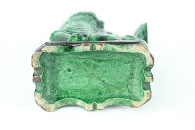 Lot 129 - Three Chinese sancai-glazed figures, Qing...