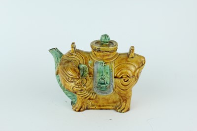 Lot 129 - Three Chinese sancai-glazed figures, Qing...