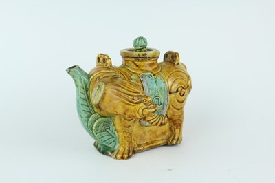 Lot 129 - Three Chinese sancai-glazed figures, Qing...
