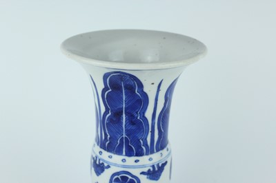 Lot 22 - A pair of Chinese blue and white gu vases,...