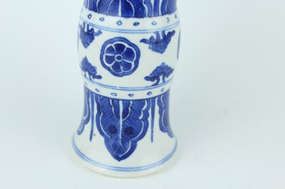 Lot 22 - A pair of Chinese blue and white gu vases,...