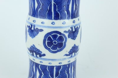 Lot 22 - A pair of Chinese blue and white gu vases,...