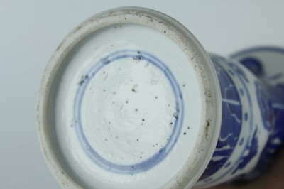 Lot 22 - A pair of Chinese blue and white gu vases,...