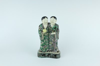 Lot 130 - Two Chinese famille verte figures, Qing...