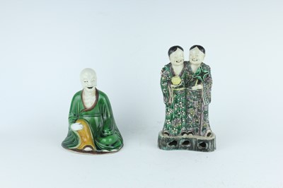 Lot 130 - Two Chinese famille verte figures, Qing...