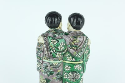Lot 130 - Two Chinese famille verte figures, Qing...
