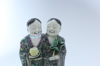 Lot 130 - Two Chinese famille verte figures, Qing...