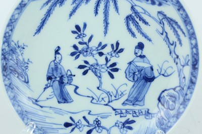 Lot 17 - Two pairs of Chinese blue and white dishes,...