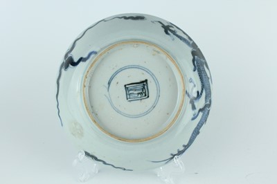Lot 10 - A Chinese blue and white ‘dragon’ dish, Qing...