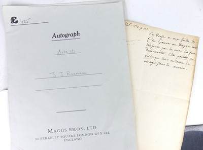 Lot 2007 - Rousseau, Jean-Jacques (1712-1778) - a...