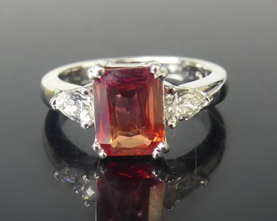 Lot 2509 - An 18ct white gold, spinel and diamond...