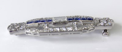 Lot 2508 - An Art Deco white metal, sapphire and diamond...