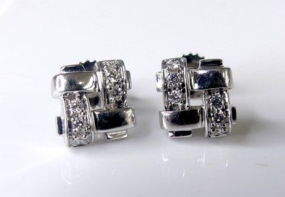 Lot 2544 - A pair of Tiffany & Co 18ct white gold diamond...
