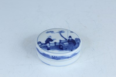 Lot 162 - A small Chinese blue and white ‘figural’ box...