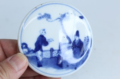 Lot 162 - A small Chinese blue and white ‘figural’ box...
