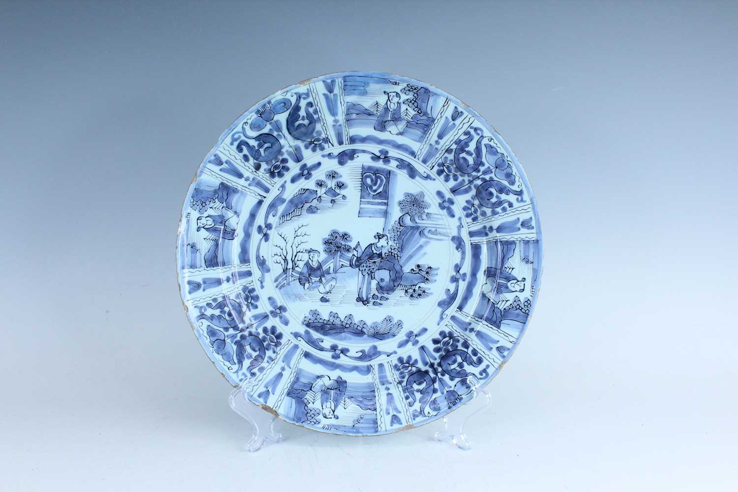Lot 25 - A Dutch Delft dish in Chinese Wanli style,...