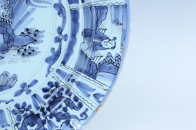 Lot 25 - A Dutch Delft dish in Chinese Wanli style,...