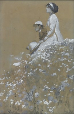 Lot 276 - Frank Craig RA (1874-1918) - Couple seated on...