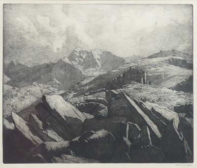 Lot 325 - David Woodford RCA (b.1938) - Mountain tops of...