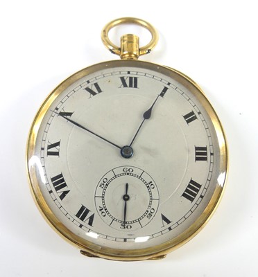 Lot 2559 - A gent's 18ct gold cased keyless pocket watch,...