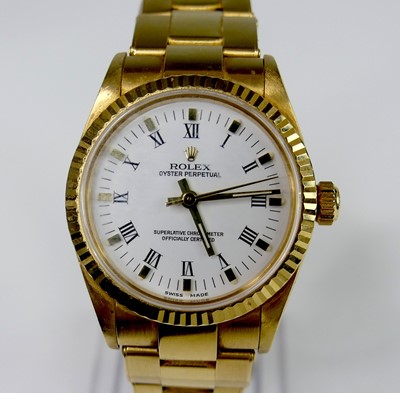 Lot 2577 - A Rolex 18ct gold mid-size Oyster Perpetual...