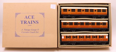 Lot 179 - ACE Trains 0-gauge set of three LNER corridor...