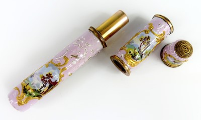 Lot 2319 - A South Staffordshire enamel bodkin case with...