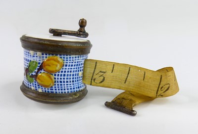 Lot 2318 - A rare Staffordshire enamel cylinder tape...