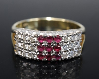 Lot 2690 - A yellow and white metal, ruby and diamond...