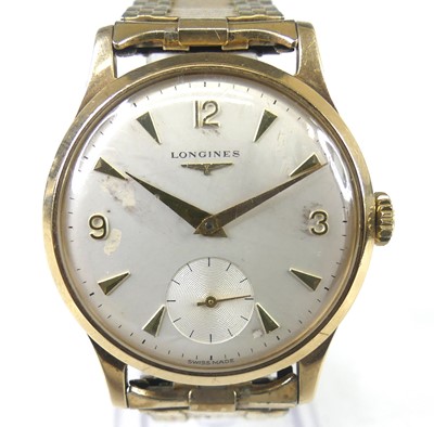 Lot 2725 - A gent's Longines 9ct gold cased wristwatch,...