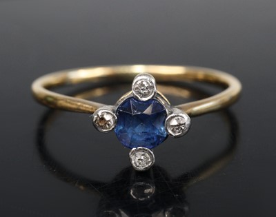 Lot 2615 - A yellow and white metal sapphire solitaire...