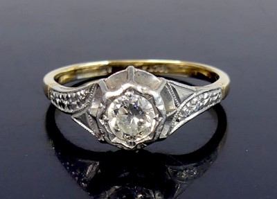 Lot 2578 - A yellow and white metal diamond solitaire...