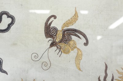 Lot 139 - A Chinese embroidered dragon panel, 20th...