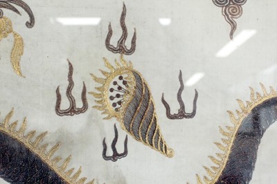 Lot 139 - A Chinese embroidered dragon panel, 20th...