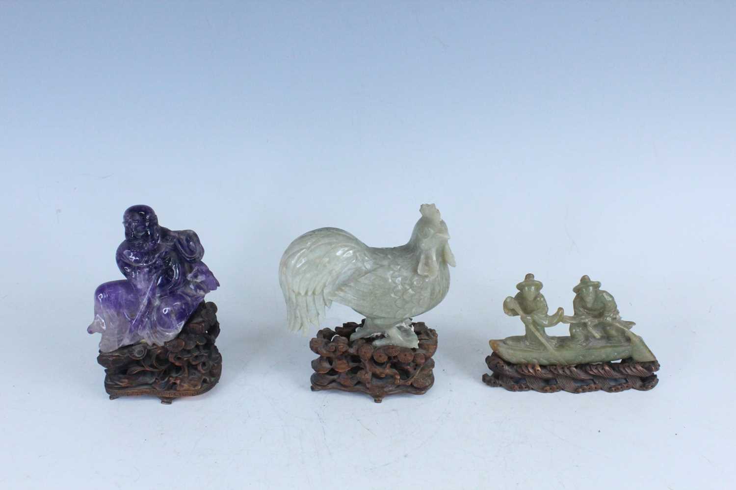 Lot 37 - Three Chinese jade and mineral carvings,...