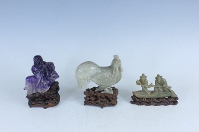 Lot 37 - Three Chinese jade and mineral carvings,...