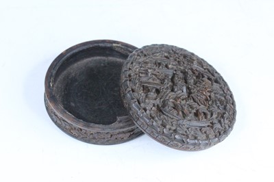 Lot 53 - A Chinese carved tortoiseshell circular box,...