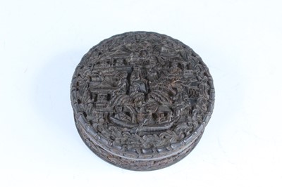 Lot 53 - A Chinese carved tortoiseshell circular box,...