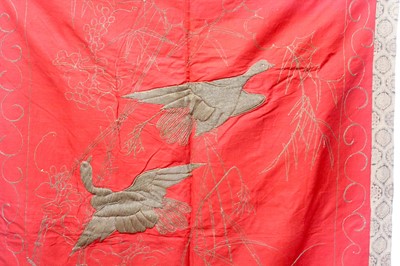 Lot 141 - Two Japanese embroidered silk panels, circa...