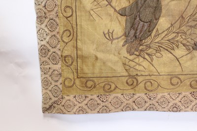 Lot 141 - Two Japanese embroidered silk panels, circa...