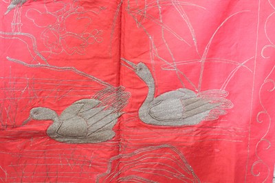 Lot 141 - Two Japanese embroidered silk panels, circa...