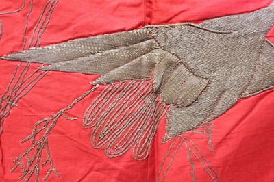 Lot 141 - Two Japanese embroidered silk panels, circa...