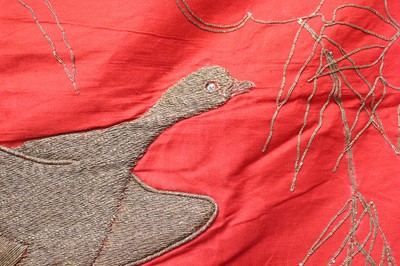 Lot 141 - Two Japanese embroidered silk panels, circa...