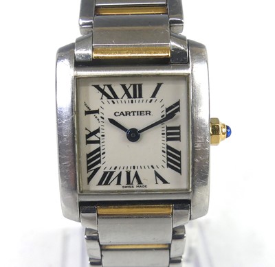 Lot 2744 - A lady's Cartier Tank Française bi-metal...